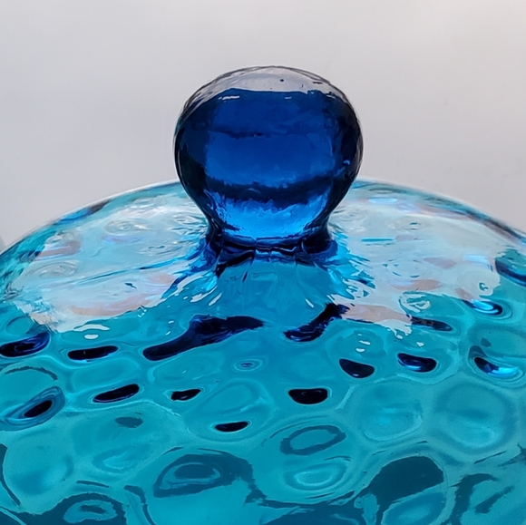 1940s Gorgeous 💙 Blue 7 1/2" Lidded Dish by Beacon🇺🇲 NJ - Picture 15 of 15